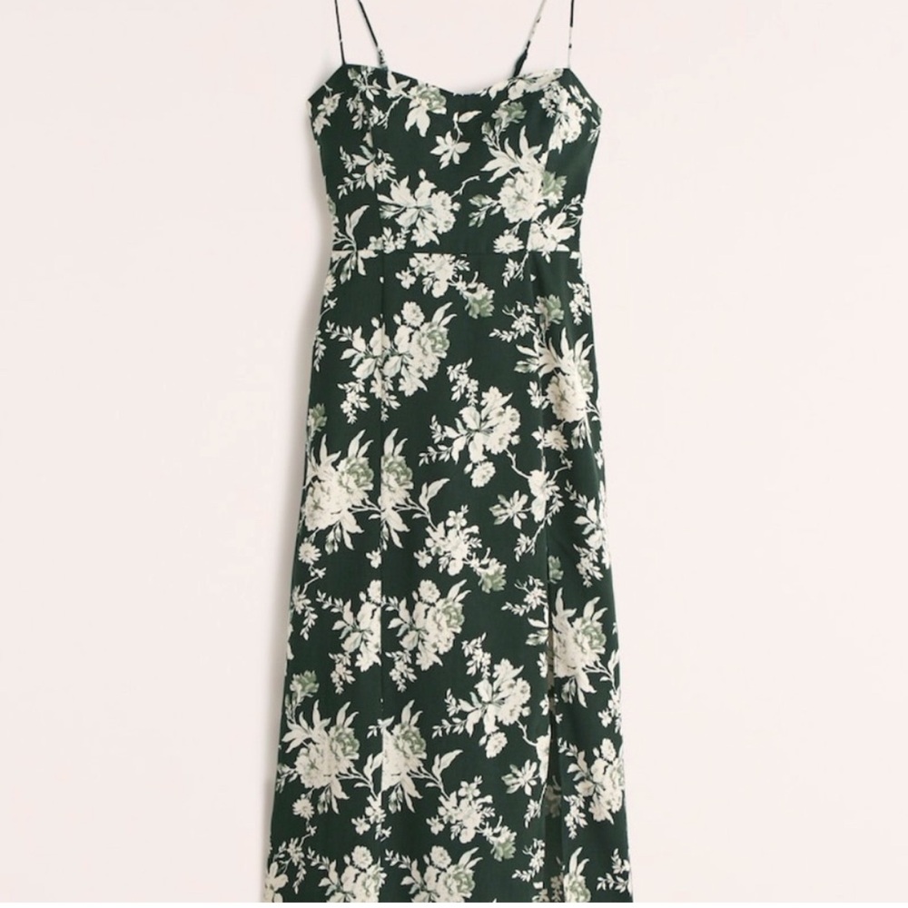 Abercrombie & Fitch Dark Green Floral Midi Dress